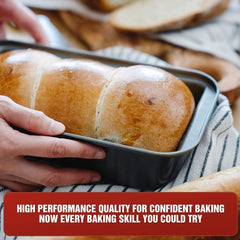 Non Stick Bread Pan Set with Easy Grip Handles - Carbon Steel Loaf Pans
