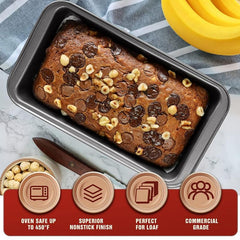 Non Stick Bread Pan Set with Easy Grip Handles - Carbon Steel Loaf Pans