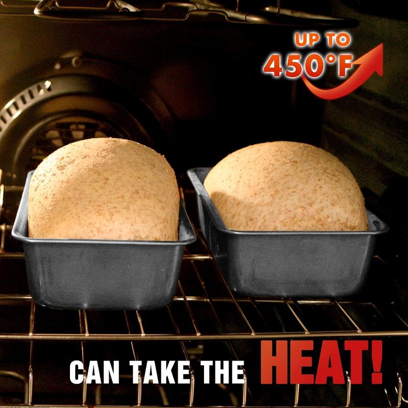 Non Stick Bread Pan Set with Easy Grip Handles - Carbon Steel Loaf Pans