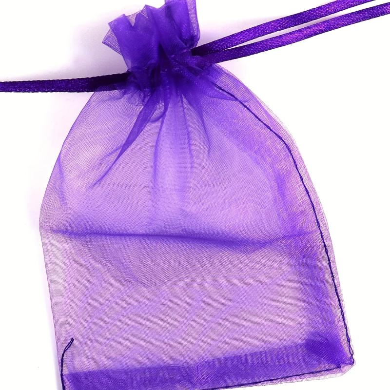 50pcs Purple Organza Gift Bag Small Drawstring Christmas Bag 8.0cm x 10.01cm
