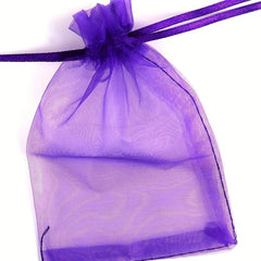 50pcs Purple Organza Gift Bag Small Drawstring Christmas Bag 8.0cm x 10.01cm