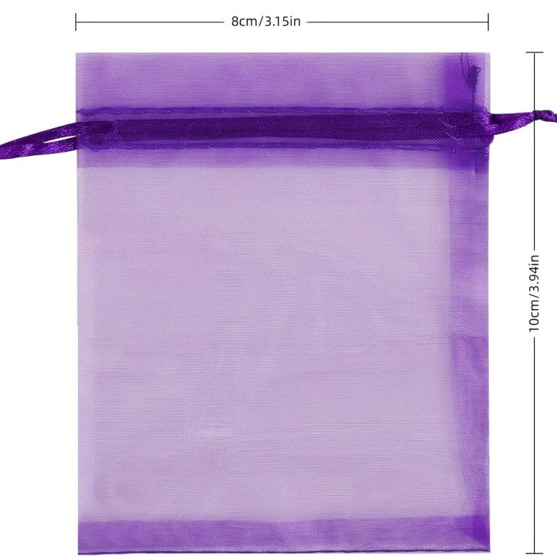 50pcs Purple Organza Gift Bag Small Drawstring Christmas Bag 8.0cm x 10.01cm