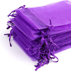 50pcs Purple Organza Gift Bag Small Drawstring Christmas Bag 8.0cm x 10.01cm