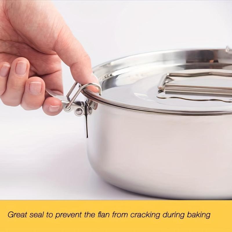 Stainless Steel Flan Mold 19.05cm 60oz Quesillera + Lid Fits Pressure Cooker