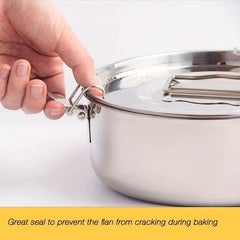 Stainless Steel Flan Mold 19.05cm 60oz Quesillera + Lid Fits Pressure Cooker