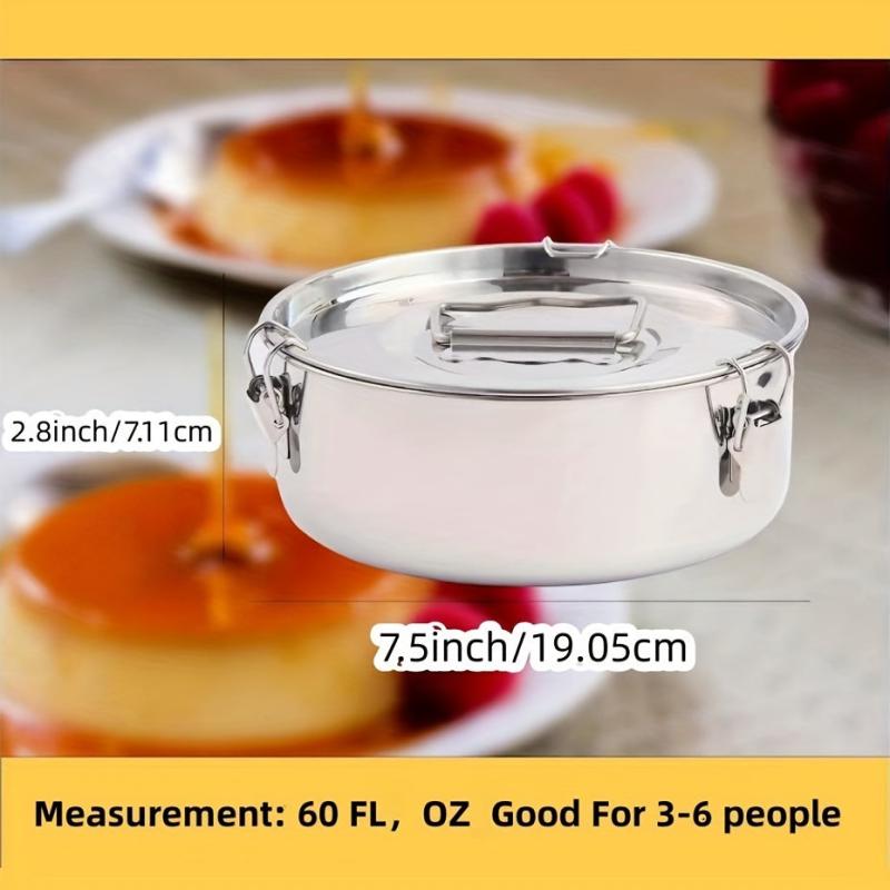 Stainless Steel Flan Mold 19.05cm 60oz Quesillera + Lid Fits Pressure Cooker