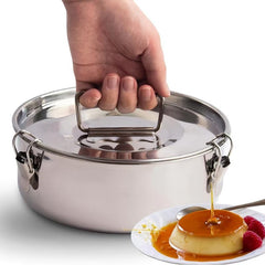 Stainless Steel Flan Mold 19.05cm 60oz Quesillera + Lid Fits Pressure Cooker