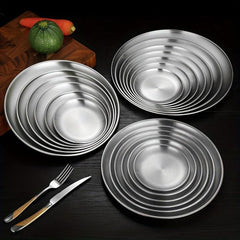 Stainless Steel Dinner Plate Serving Barbecue Dish Kitchen Supplies