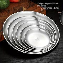 Stainless Steel Dinner Plate Serving Barbecue Dish Kitchen Supplies