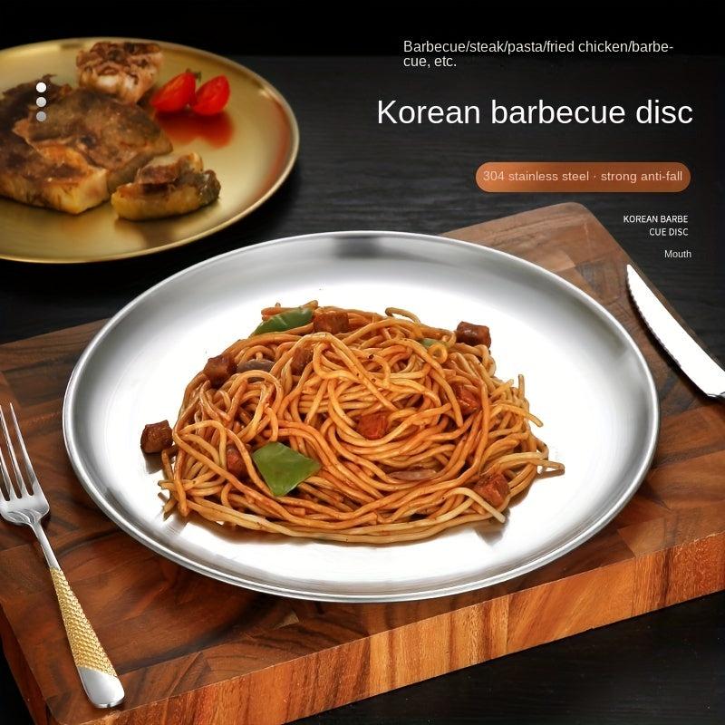 Stainless Steel Dinner Plate Serving Barbecue Dish Kitchen Supplies