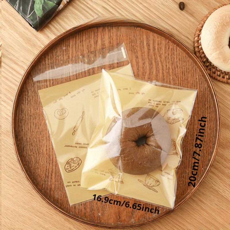 100pcs Self Adhesive Bakery Bags Clear Cellophane Goodie Bags Treat Bags