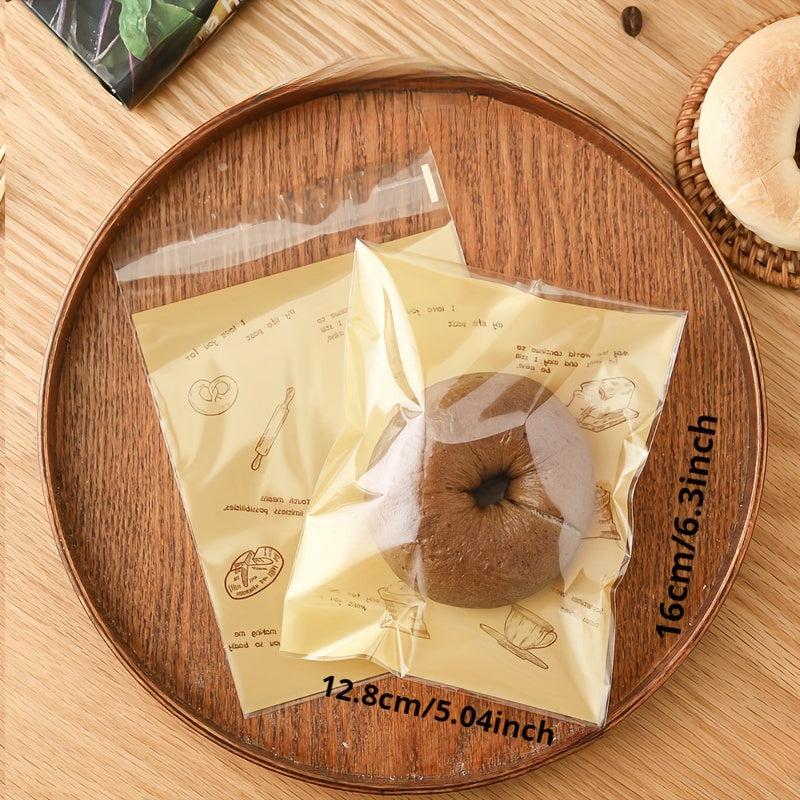 100pcs Self Adhesive Bakery Bags Clear Cellophane Goodie Bags Treat Bags