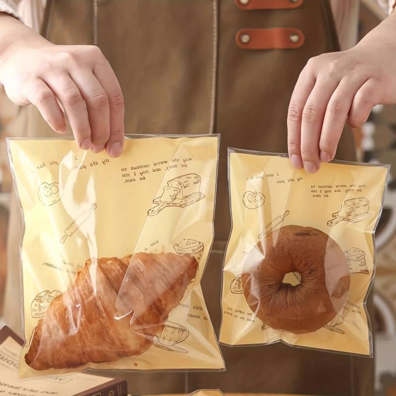 100pcs Self Adhesive Bakery Bags Clear Cellophane Goodie Bags Treat Bags