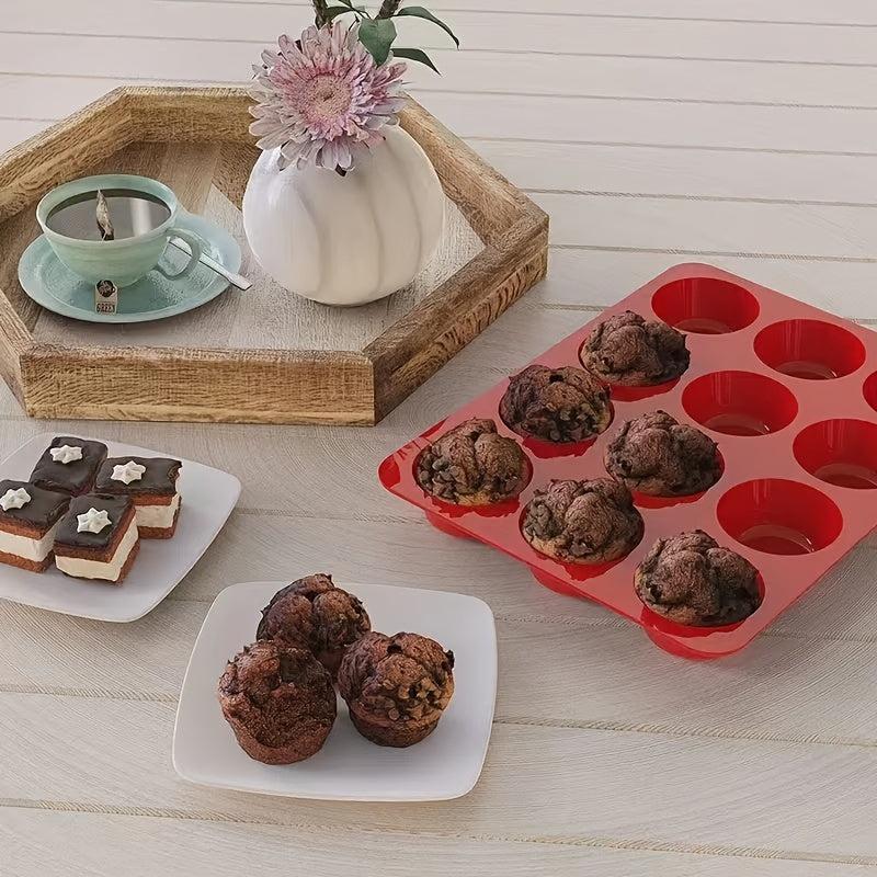 12 Round Silicone Cake Baking Mold Muffin Chocolate Pudding Egg Tart Pan