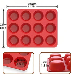 12 Round Silicone Cake Baking Mold Muffin Chocolate Pudding Egg Tart Pan