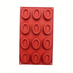 1pc Oval Mousse Cake Mold 12 Cavity 3D Silicone Mold Candy Mold Pudding Mold