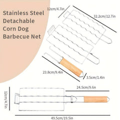 Stainless Steel Hot Dog Rack Barbecue Tongs Detachable Grilled Sausage Rack
