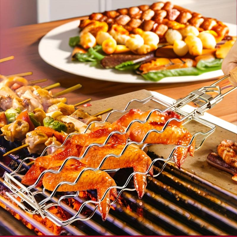 Stainless Steel Hot Dog Rack Barbecue Tongs Detachable Grilled Sausage Rack