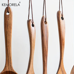 8pcs Wooden Kitchen Utensils Set Spatula Turner Ladle Spoon Paddle Scoop Skimmer