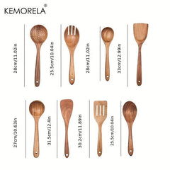 8pcs Wooden Kitchen Utensils Set Spatula Turner Ladle Spoon Paddle Scoop Skimmer