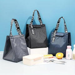 Honeycomb Pattern Bento Box Bag Insulated Aluminum Foil Tote for Lunches