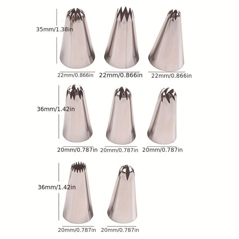 8pcs Stainless Steel Pastry Tips Icing Nozzle Tips For Frosting