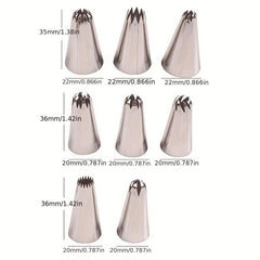 8pcs Stainless Steel Pastry Tips Icing Nozzle Tips For Frosting