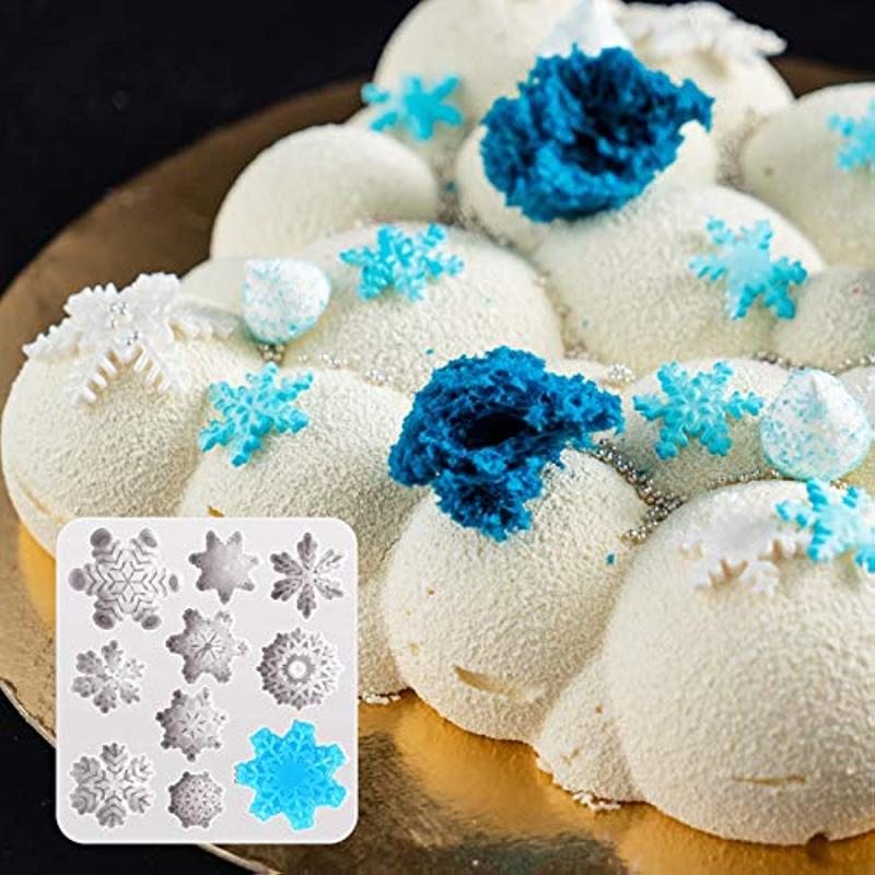 3D Snowflake Silicone Mold for Cake Cupcake Decoration Gray