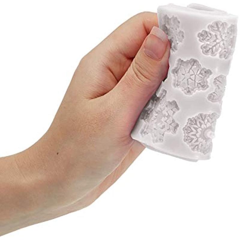 3D Snowflake Silicone Mold for Cake Cupcake Decoration Gray