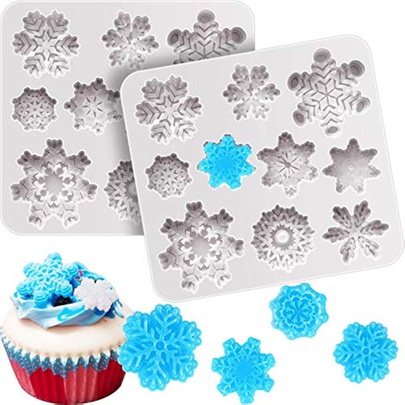 3D Snowflake Silicone Mold for Cake Cupcake Decoration Gray