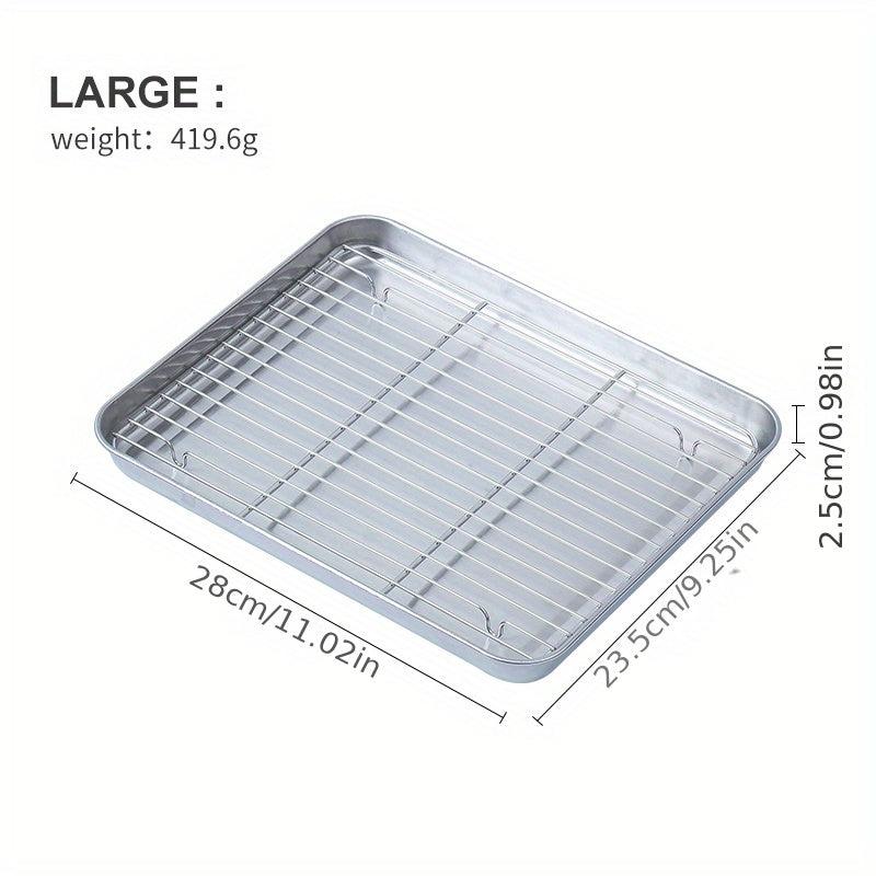 2pcs Stainless Steel Baking Sheet with Cooling Rack - Ideal for Grilling