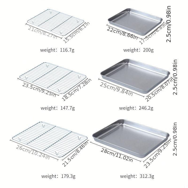 2pcs Stainless Steel Baking Sheet with Cooling Rack - Ideal for Grilling