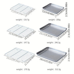 2pcs Stainless Steel Baking Sheet with Cooling Rack - Ideal for Grilling