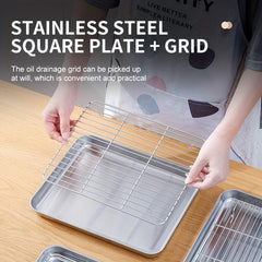 2pcs Stainless Steel Baking Sheet with Cooling Rack - Ideal for Grilling