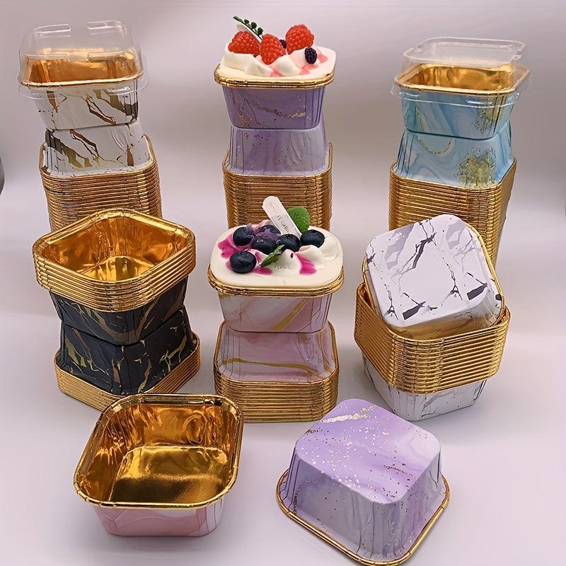 50pcs Foil Cupcake Cake Baking Cup Cupcake Moulds Paper Mousse Cup