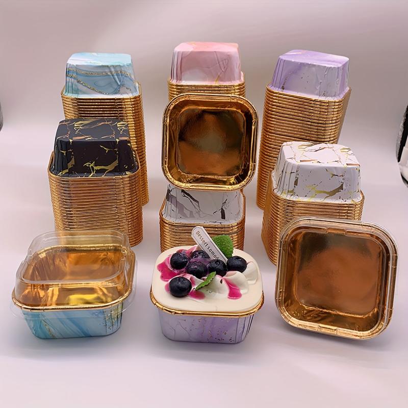 50pcs Foil Cupcake Cake Baking Cup Cupcake Moulds Paper Mousse Cup