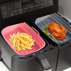 2pcs Rectangular Air Fryer Liners 17 48cmx14 Foldable Silicone Tray