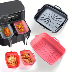 2pcs Rectangular Air Fryer Liners 17 48cmx14 Foldable Silicone Tray