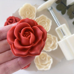 Rose Moon Cake Molds with 1 Mold and 4 Stamps DIY Hand Press Cookie Stamps