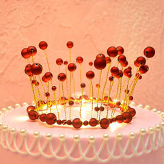 Elegant Pearl Crown Cake Topper for Weddings