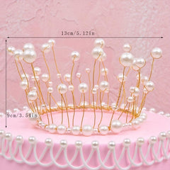 Elegant Pearl Crown Cake Topper for Weddings