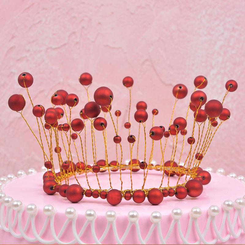 Elegant Pearl Crown Cake Topper for Weddings