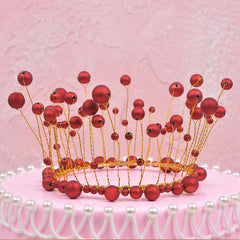 Elegant Pearl Crown Cake Topper for Weddings
