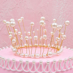 Elegant Pearl Crown Cake Topper for Weddings