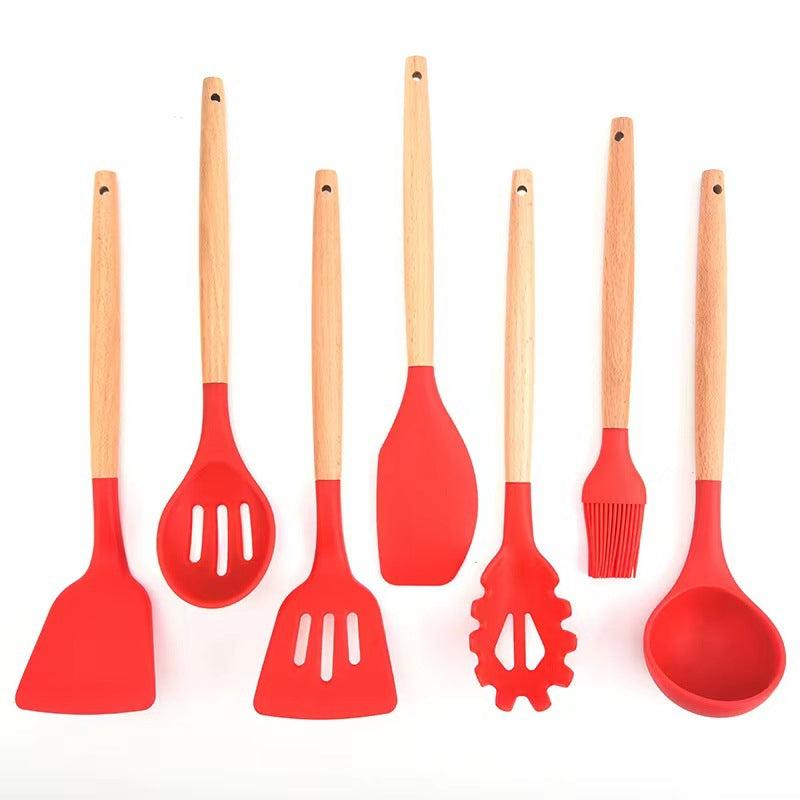 7pcs Kitchen Utensils Set: Spatula, Turner, Ladle, Spoon, Brush, Spaghetti Serve