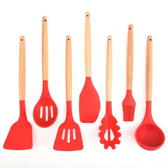 7pcs Kitchen Utensils Set: Spatula, Turner, Ladle, Spoon, Brush, Spaghetti Serve