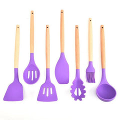 7pcs Kitchen Utensils Set: Spatula, Turner, Ladle, Spoon, Brush, Spaghetti Serve