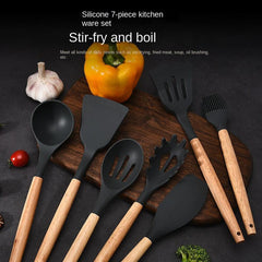 7pcs Kitchen Utensils Set: Spatula, Turner, Ladle, Spoon, Brush, Spaghetti Serve