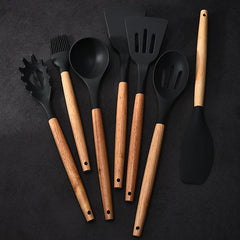 7pcs Kitchen Utensils Set: Spatula, Turner, Ladle, Spoon, Brush, Spaghetti Serve