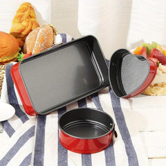 3pcs Steel Springform Cake Pans Combo Baking Mold Rectangle Round Heart
